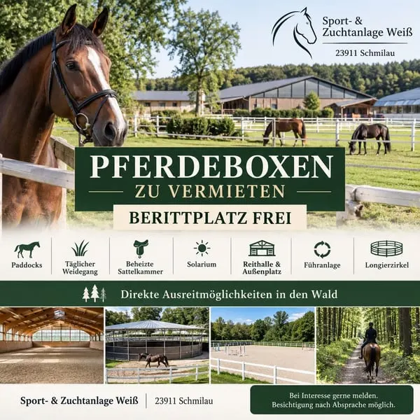 Pferdeboxen zu vermieten, Berittplatz frei in 23911 Schmilau