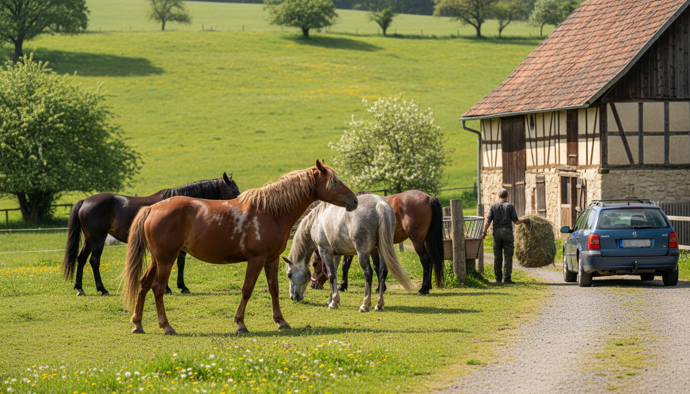 Cheval pendant la mue saisonnière