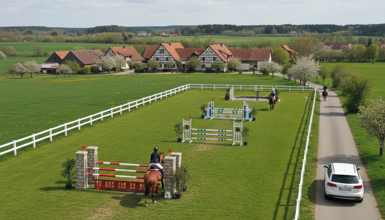 Obstacles and lines in a show jumping course