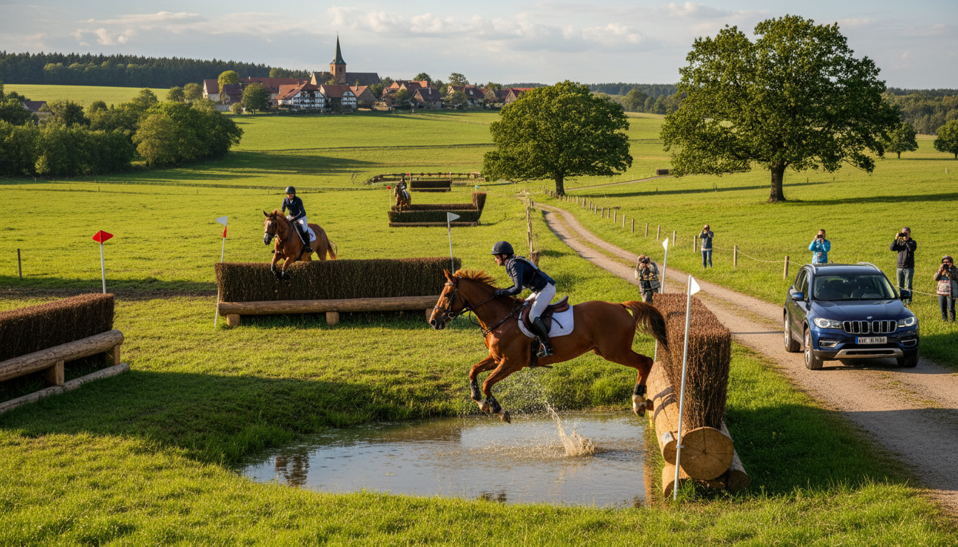 Dressage, cross-country, and show jumping as phases of eventing